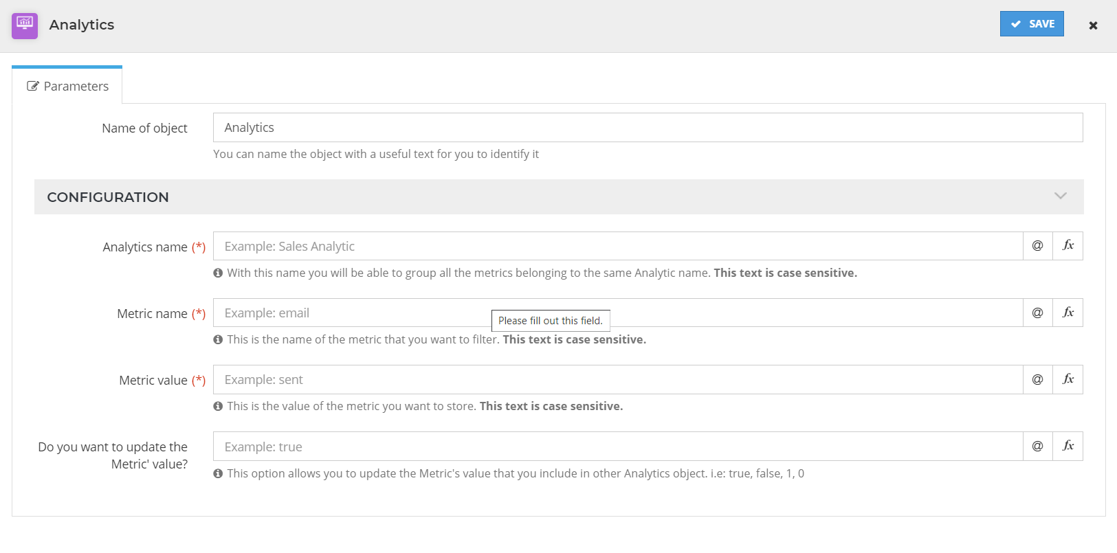 Analytics config